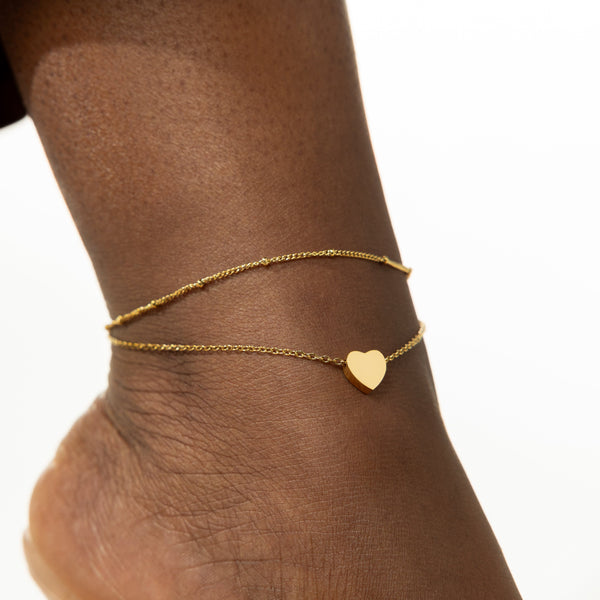 Dotted & Heart Stacker Anklet - Nominal
